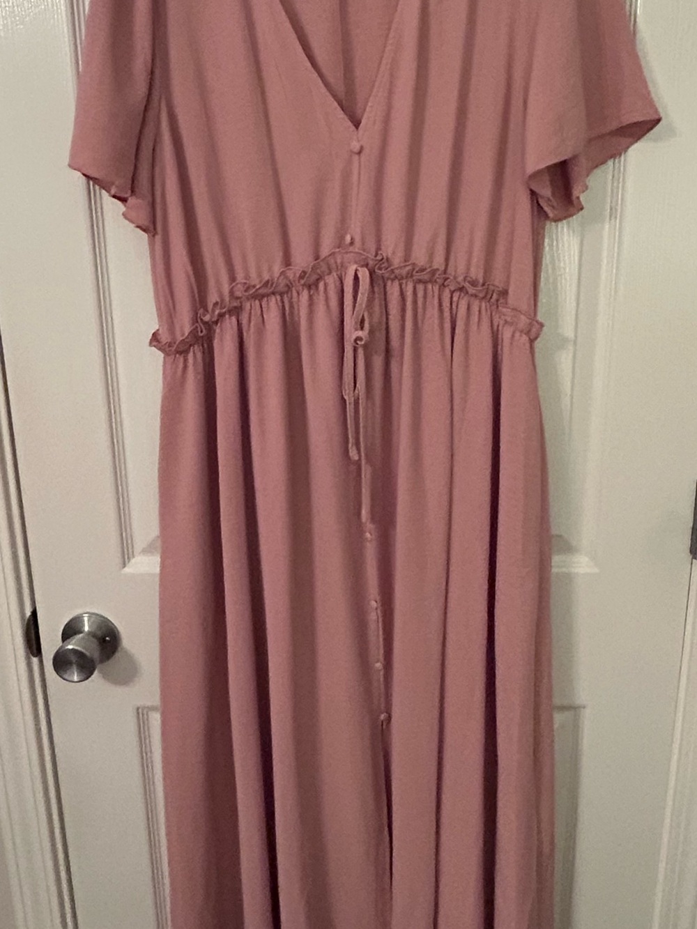 NWOT Women's Dusty Rose Button-Front Maxi Dress